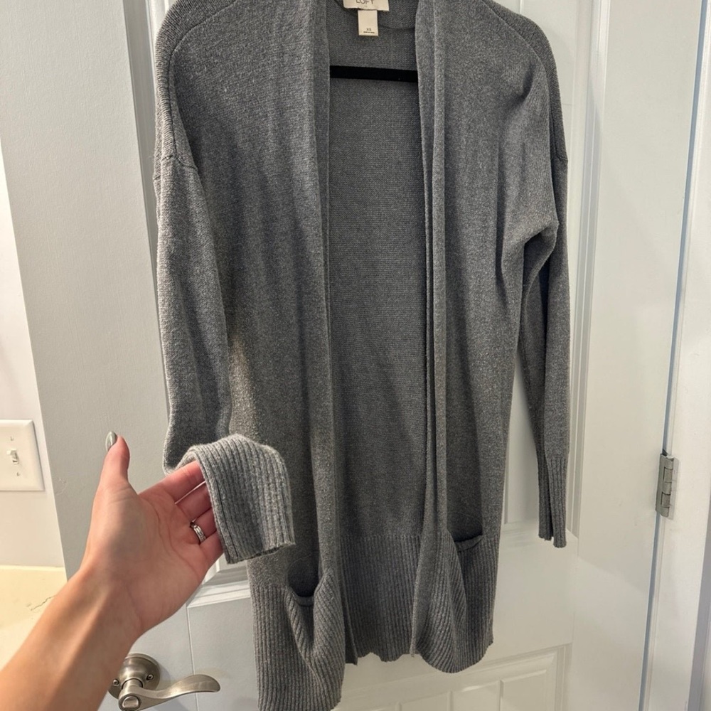 Gray Open Front Women's Sweater LOFT